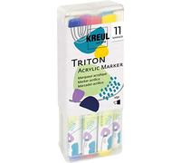 Kreul 17860 - Triton Acrylic Marker Edge Powerpack, 11 crayons de peinture acrylique, à base d'eau, haute intensité de couleur, pour toile, papier, carton, bois et bien plus encore