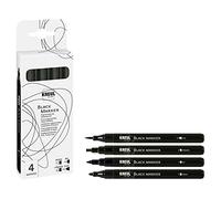 Kreul 18170 - Black Marker Set de 4 pointes différentes, encre pigmentée résistante à l'eau, pour croquis, illustrations et handlettering