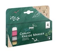 Kreul 22708-4 marqueurs craie Chalky medium, mat, couvrant, résistant à la lumière, séchage rapide, lavable, crayons craie pour peindre & écrire sur des tableaux noirs