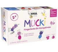 KREUL 23051 - Mucki peinture au doigt pour enfants royaux, 6 x 50 ml en blanc, rose poussière de fée, rose, violet, bleu, trésor d'or, sans parabène, sans gluten, sans lactose, végétalien, lavable