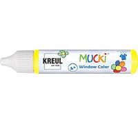 KREUL 24403 - Mucki Window Color, jaune, stylo 29 ml, peinture pour fenêtres à base d'eau, sans parabène, sans gluten, sans lactose, végétalien, facile à peindre, lavable
