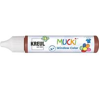KREUL 24416 - Mucki Window Color, brun foncé, stylo 29 ml, peinture pour fenêtres à base d'eau, sans paraben, sans gluten, sans lactose, végétalien, facile à peindre, lavable