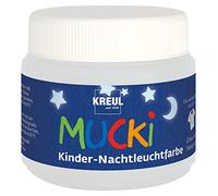 Kreul 24500 - Mucki Peinture phosphorescente pour enfants, boîte 150 ml, peinture à effet enfant à base d'eau, lavable, à appliquer avec les doigts, pinceau et spatule