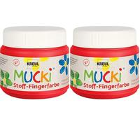 KREUL 28103 - Mucki peinture au doigt pour tissu, 150 ml en rouge, sans paraben, sans gluten, sans lactose et végétalienne, optimale pour l'application avec les doigts et les mains (Lot de 2)