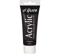 KREUL 28324 - El Greco Acrylic Peinture acrylique Tube de 75 ml Noir Peinture brillante riche en pigments Qualité étude Consistance similaire au beurre pour la peinture en empâtement