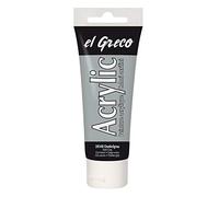 Kreul 28340 - El Greco Acrylic, tube de 75 ml en gris foncé, peinture acrylique brillante hautement pigmentée, qualité d'étude, peut être peinte avec du beurre, pour une peinture pâteuse