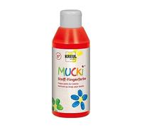 KREUL 28403 - Tissu lumineux Mucki - peinture au doigt, 250 ml en rouge, à base d'eau, sans parabène, sans gluten, sans lactose et végétalienne, idéale pour les doigts et les mains