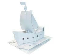 KREUL 39101 - joyPac Bateau pirate en carton rigide blanc à peindre, à coller et à décorer Jeu pour enfant Dimensions env. 48 x 18 x 50 cm