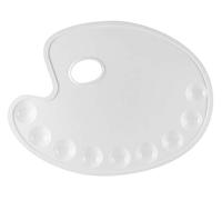 Kreul 4177 Palette de mélanger ovale en plastique avec 9 embouts, trou de préhension pour peinture acrylique et aquarelle Blanc 29 x 22 cm