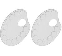 KREUL 4190 - Palette de mélange en métal, env. 18,5 x 12,5 cm, alu laqué Blanc, Ovale avec 12 Creux et Trou de préhension, pour l'acrylique, l'aquarelle et Autres peintures à l'eau (Lot de 2)