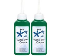 KREUL 42739 - Window Color vert foncé 80 ml, peinture pour fenêtres à base d'eau, avec surface structurée, pour verre, miroirs, carrelages et autres surfaces lisses, Dark green (Lot de 2)