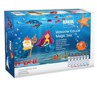 KREUL 42940 - Window Color Set Magic Sea pour Enfants, 7 x 80 ML peintures pour fenêtres, Set Complet avec des Couleurs Brillantes dans Un Stylo et des modèles de Motifs