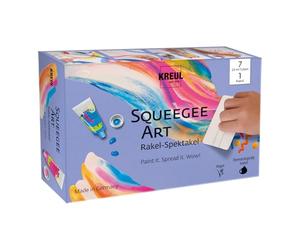 KREUL 43362 - Squeegee Art - Technique de raclage pour enfants, set de peinture avec 7 x 20 ml Kids Art peinture artistique pour enfants + raclette, set de bricolage enfants à partir de 6 ans