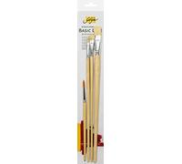 Kreul 47340 - Set de pinceaux d'artiste Solo Goya Soie et Poils dorés, 3 pinceaux Plats en Taille 4, 10 et 16 et Un Pinceau Rond en Taille 6, pour la Peinture Professionnelle à l'huile