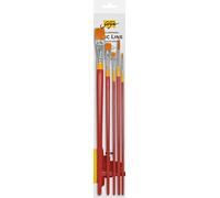 KREUL 47370 - Set de pinceaux d'artiste Solo Goya Poils dorés synthétiques, 3 pinceaux Plats en Taille 6, 12 et 18 et 2 pinceaux Ronds en Taille 8 et 16, pour étudiants et débutants