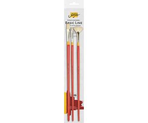 Kreul 47385 - Solo Goya Set de pinceaux d'artiste Soie, 2 pinceaux Plats en Taille 6 et 12 et Un Pinceau éventail en Taille 4, pour étudiants et débutants