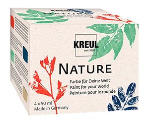 Kreul 49440 - Nature Set, 4 x 50 ml, peinture à l'eau, fabriquée à partir de matières premières durables et naturelles, crémeuse, séchage rapide et résistante à la lumière