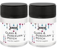 KREUL 49450 - Porzellan Potch, 50 ml verre, colle transparente pour serviettes et vernis pour créations sur porcelaine et verre, à base d'eau (Lot de 2)