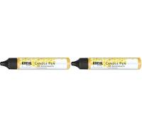 KREUL 49733 - Candle Pen, Glitter-Gold, 29 ML, Crayon pour Bougies avec Pointe Fine, Peinture à la Cire d'abeille pour décorer et Peindre des Bougies (Lot de 2)