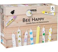 KREUL 49757 - Candle Pen 6er Set Bee Happy, 6 x 29 ml, pointe à peindre fine, couleurs avec cire d'abeille pour décorer & peindre des bougies, temps de séchage env. 8 heures