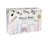 KREUL 49758 - Candle Pen 6er Set Hello Baby, 6 x 29 ml, pointe fine à peindre, couleurs avec cire d'abeille pour décorer et peindre des bougies