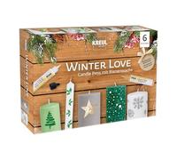 KREUL 49759 - Candle Pen 6er Set Winter Love, 6 x 29 ml, pointe fine à peindre, couleurs avec cire d'abeille pour décorer et peindre des bougies