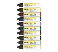 KREUL 49798-Candle Pen 10er Set- 10 x 29 ml, Pointe Fine, Peinture avec Cire d'abeille pour décorer et Peindre des Bougies, Plastic, Multicolor