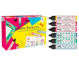 KREUL 49832 - Happy Effects Set, 6 x peintures décoratives et à effets, 3 x peintures gonflantes, 2 x peintures paillettes, 1 x peintures métalliques