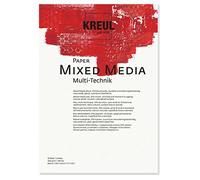 Kreul 69022 - Paper Mixed Media, DIN A3, 200 g/m², 10 Feuilles, sans Acide, Blanc Naturel, pour Toutes Les Techniques Mixtes d'art, pour Les Applications de Peinture Humide ou sèche