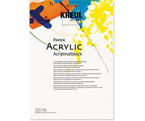 KREUL 69041 - Bloc de peinture acrylique, DIN A4, 10 feuilles, blanc naturel, surface finement structurée, collé sur quatre côtés, sans acide, pour la peinture à l'acrylique, à l'encre, aux marqueurs