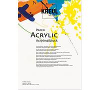KREUL 69042 - Bloc de peinture acrylique, DIN A3, 10 feuilles, blanc naturel, surface finement structurée, collé sur quatre côtés, sans acide et résistant au vieillissement