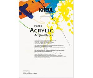 KREUL 69042 - Bloc de peinture acrylique, DIN A3, 10 feuilles, blanc naturel, surface finement structurée, collé sur quatre côtés, sans acide et résistant au vieillissement