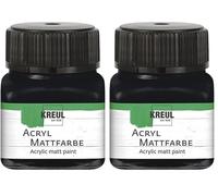 KREUL 75220 - Peinture acrylique mate, noir en pot de 20 ml, peinture crémeuse et couvrante, séchage rapide, à base d'eau, convient à de nombreux supports différents (Lot de 2)