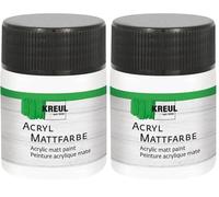 KREUL 75501 - Peinture acrylique mate, blanc en pot de 50 ml, peinture crémeuse et couvrante, séchage rapide, à base d'eau, convient à de nombreux supports différents (Lot de 2)