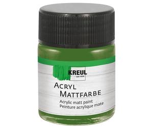 KREUL 75512 - Peinture acrylique mate, vert olive en pot de 50 ml, peinture à base d'eau, couvrante et crémeuse, séchage rapide, convient à de nombreux supports différents