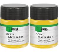 KREUL 75530 - Peinture acrylique mate, or en pot de 50 ml, peinture crémeuse et couvrante, séchage rapide, à base d'eau, convient à de nombreux supports différents, Gold (Lot de 2)