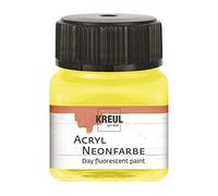 KREUL 77261 - Peinture acrylique néon, 20 ml verre en jaune néon, peinture acrylique fluorescente - lumière du jour à base d'eau, crémeuse semi-opaque avec luminosité intense sur fond blanc