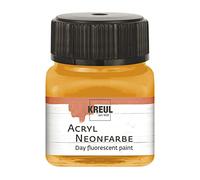 Kreul 77262 - Peinture acrylique néon, 20 ml verre orange néon, peinture acrylique fluorescente - luminescente à base d'eau, crémeuse semi-opaque avec luminosité intense sur fond blanc