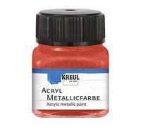 KREUL 77273 - Peinture acrylique métallisée, 20 ml verre rouge, peinture acrylique glamour à effet métallique à base d'eau, couvrante et crémeuse, séchage rapide et résistante à l'eau