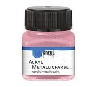 KREUL 77274 - Peinture Acrylique Métallique, 20 ml verre rose, peinture acrylique glamour à effet métallique à base d'eau, couvrant comme une crème, séchage rapide et résistant à l'eau