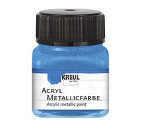 KREUL 77275 - Peinture acrylique métallique, 20 ml verre bleu, peinture acrylique glamour à effet métallique à base d'eau, couvrante et crémeuse, séchage rapide et résistante à l'eau