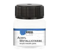 KREUL 77279 - Peinture Acrylique Métallique, 20 ml verre en blanc nacré, peinture acrylique glamour à effet métallique à base d'eau, couvrant comme une crème, séchage rapide et résistant à l'eau