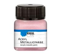 KREUL 77286 - Peinture acrylique métallique, 20 ml verre en or rose métallique, peinture acrylique à effet métallique à base d'eau, couvrante et crémeuse, séchage rapide et résistante à l'eau