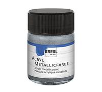 KREUL 77572 - Acryl Peinture acrylique métallisée Argenté Pot en verre de 50 ml Peinture à base d’eau opaque et crémeuse avec un effet métallisé glamour Sèche rapidement et résiste à l’eau