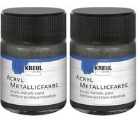 KREUL 77578 - Acrylique Métallique, 50 ml verre en anthracite métallique, peinture acrylique glamour à effet métallique à base d'eau, couvrant crémeux, séchage rapide et résistant à l'eau (Lot de 2)