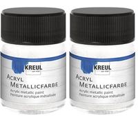 KREUL 77579 - Acrylique Métallique, 50 ml verre en blanc nacré, peinture acrylique glamour à effet métallique à base d'eau, couvrant comme une crème, séchage rapide et résistant à l'eau (Lot de 2)