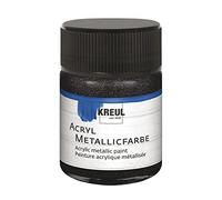 Kreul 77585 - Acrylique Métallique, 50 ml verre en noir métallique, peinture acrylique glamour à effet métallique à base d'eau, couvrant comme une crème, séchage rapide et résistant à l'eau