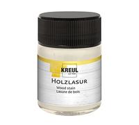 Kreul 78501 - Lasure acrylique pour bois aux couleurs intenses, pot de 50 ml en blanc, pour bois naturel non traité et papiers naturels absorbants, fluide - peinture liquide à base d'eau