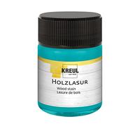 KREUL 78521 - Lasure acrylique pour bois aux couleurs intenses, pot de 50 ml en turquoise, pour bois naturel non traité et papiers naturels absorbants, fluide - peinture liquide à base d'eau