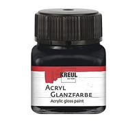 Kreul 79212 - Peinture acrylique brillante, 20 ml verre noir, peinture acrylique brillante et lisse pour peindre et bricoler, à base d'eau, résistante à la salive, séchage rapide et opaque